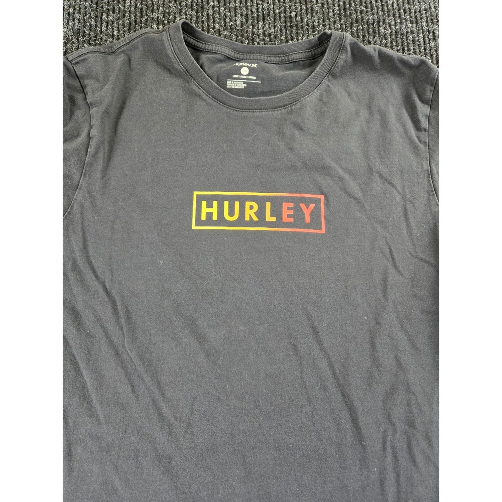 Hurley Mens Graphic Box Logo T-Shirt Black Orange Gradient Large HSP23VMT-06458